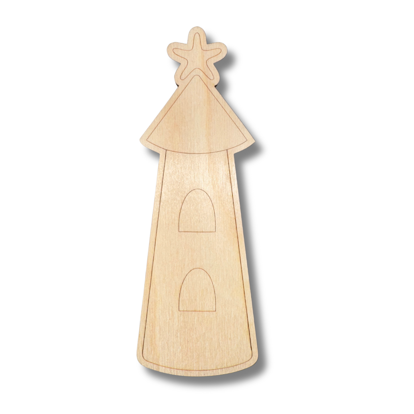 Unfinished Wood Etched Castle Tower Shape | Paint By Line Crafts | up to 30" DIY