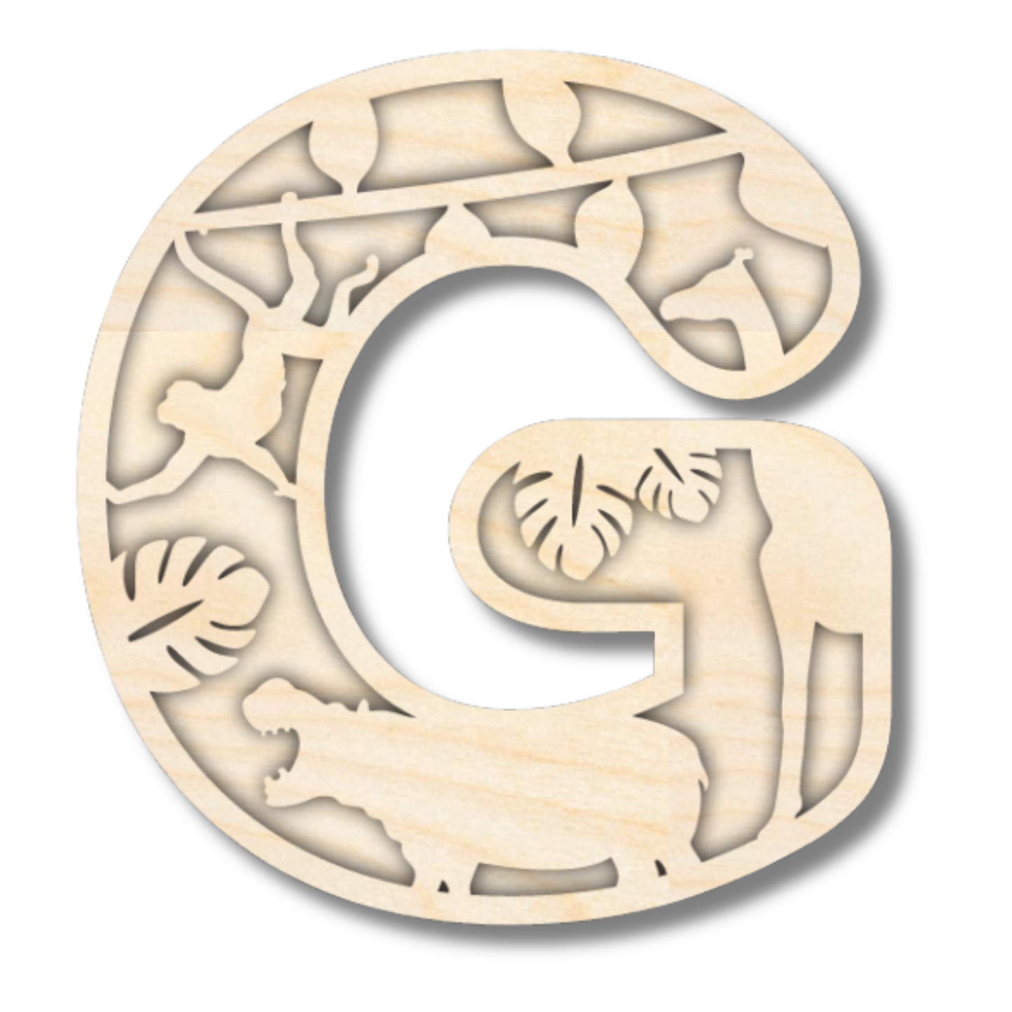 Unfinished Wood Layered Themed Letters | Jungle Animals | A-Z | 2 Piece | up to 24"