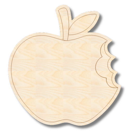 Unfinished Wood Etched Bitten Apple  Shape | Paint By Line Crafts | up to 30" DIY