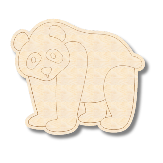 Unfinished Wood Etched Panda Shape | Paint By Line Crafts | up to 30" DIY