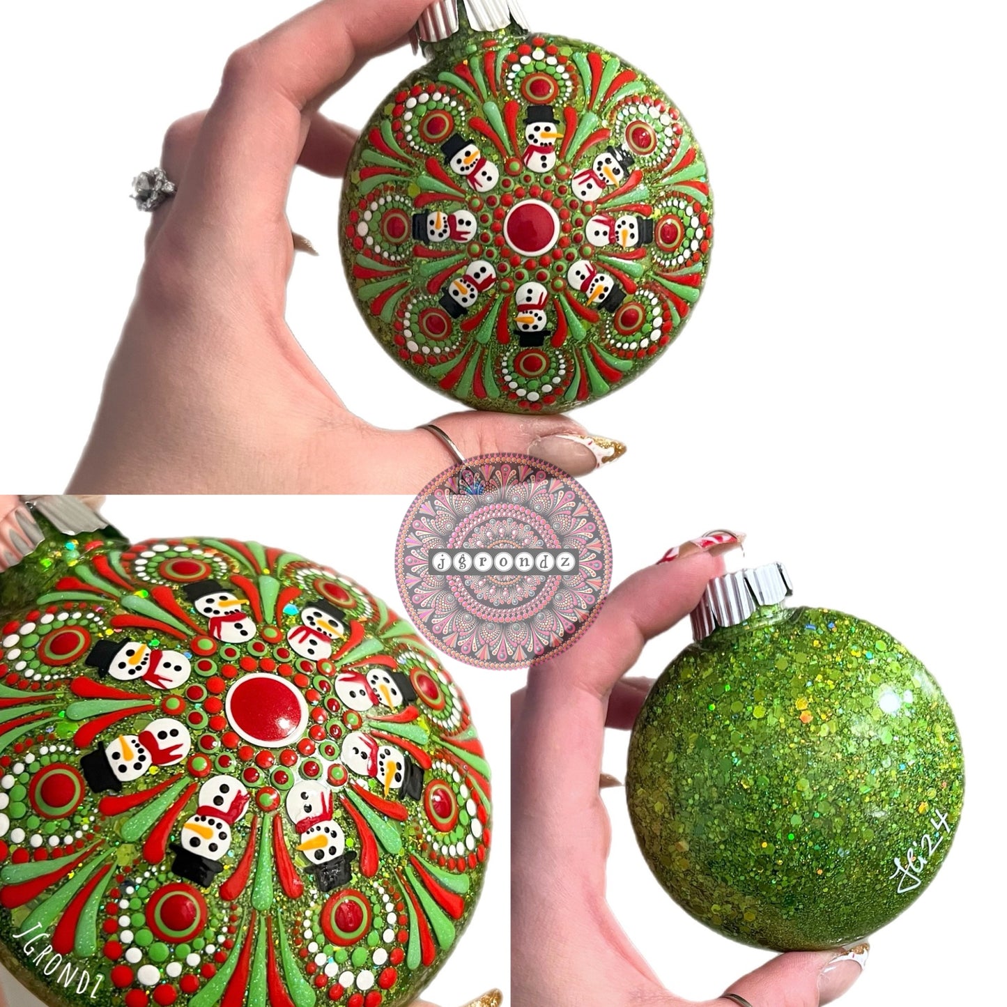 3” Snowman Mandala Glitter Ornament