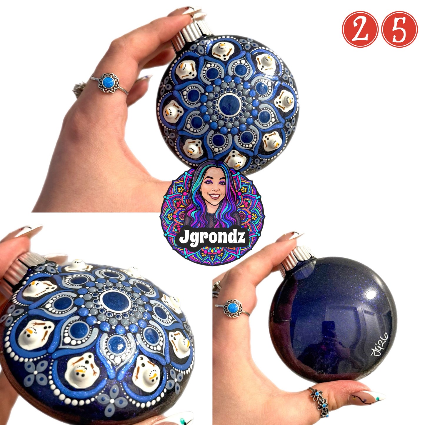 3” Melting Snowman Mandala Ornament