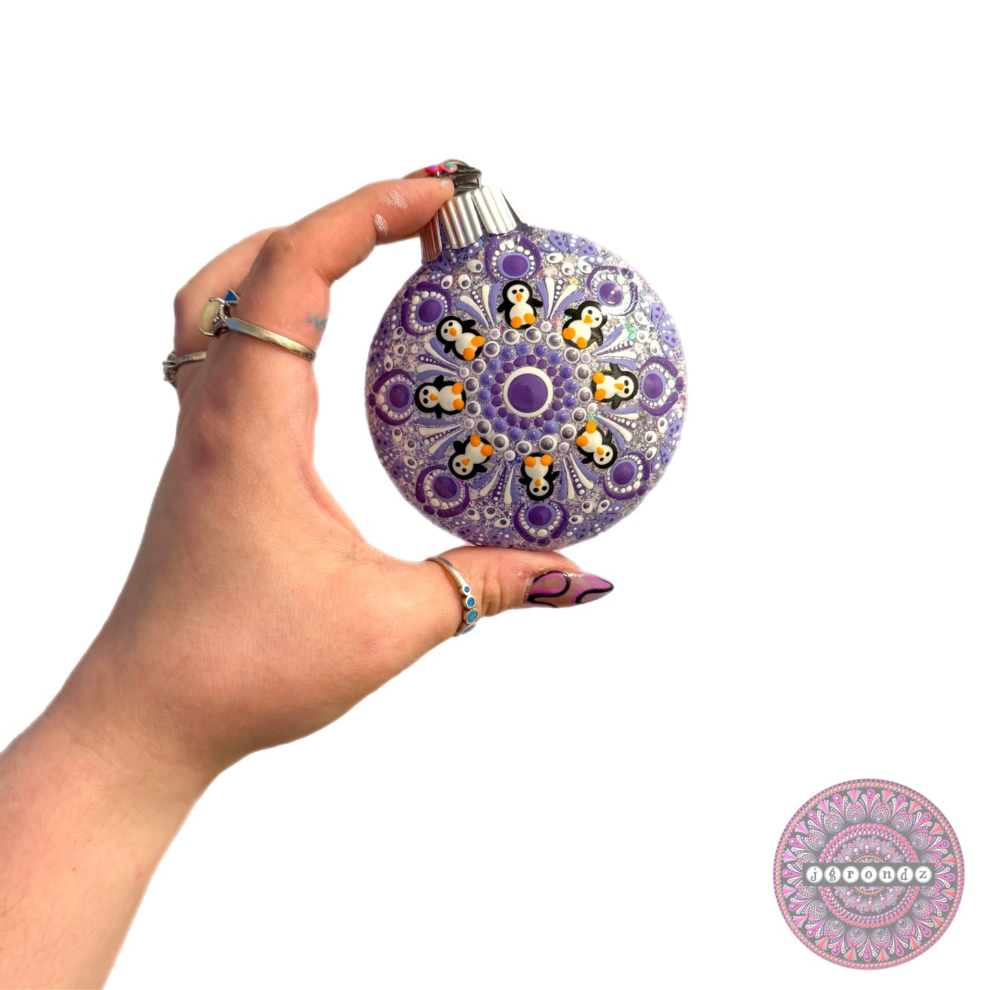 3” Penguin Mandala Glitter Ornament