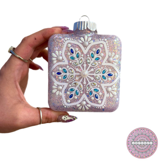 4” Square Snowflake Mandala Ornament