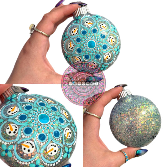 3” Snowman Mandala Glitter Ornament