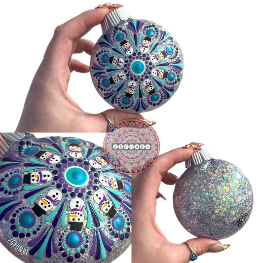 3” Snowman Mandala Glitter Ornament