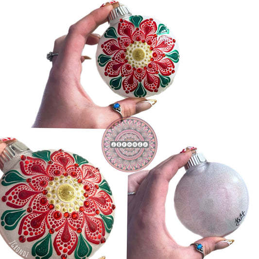 3” Poinsettia Mandala Glitter Ornament