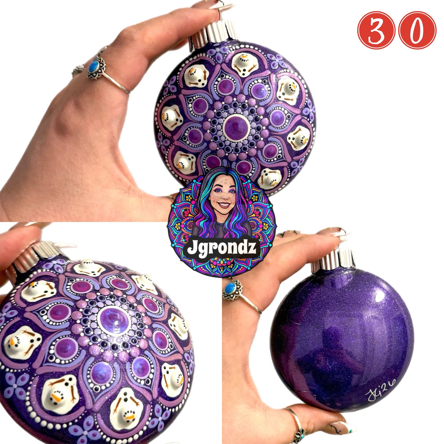 3” Melting Snowman Mandala Ornament