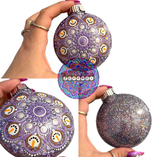 3” Snowman Mandala Glitter Ornament