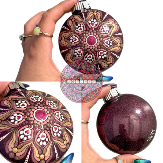 3” Paw Print Mandala Glitter Ornament