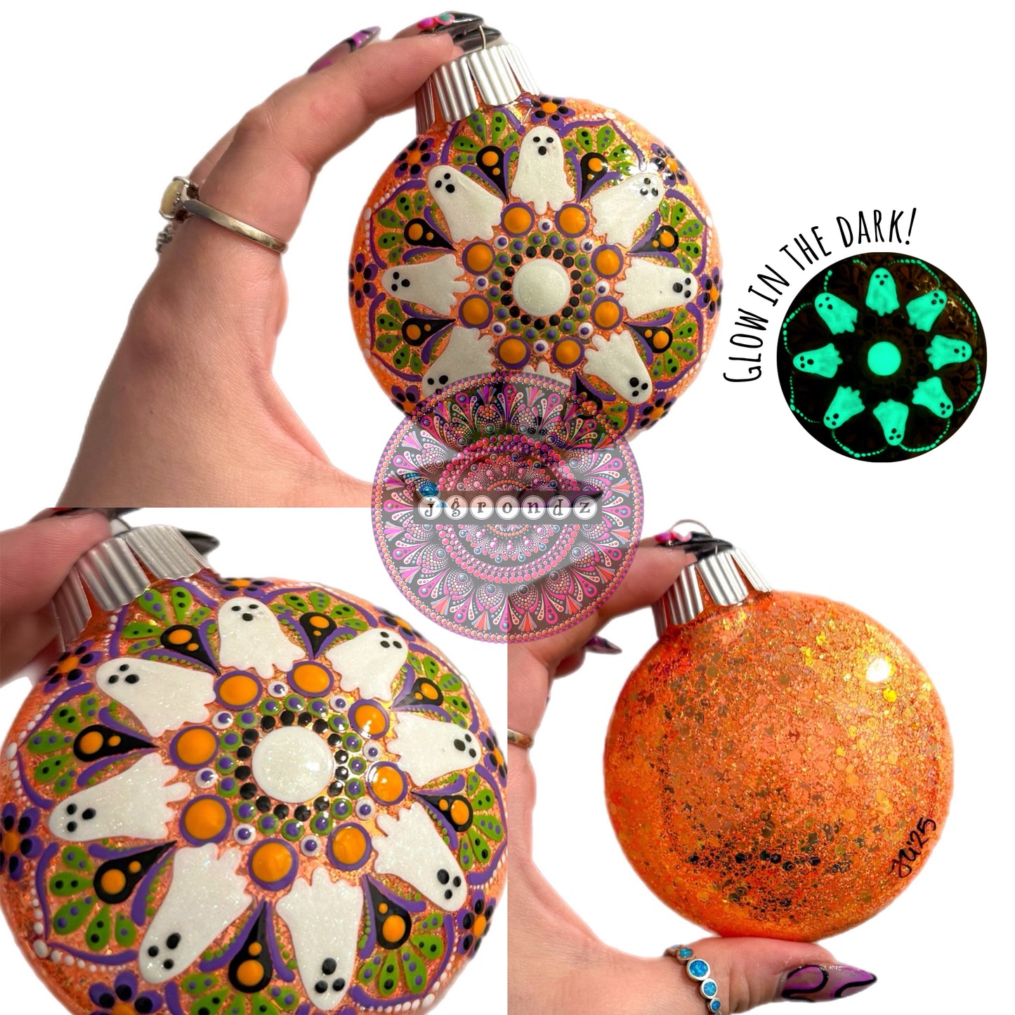 3” Halloween Mandala Glitter Ornament