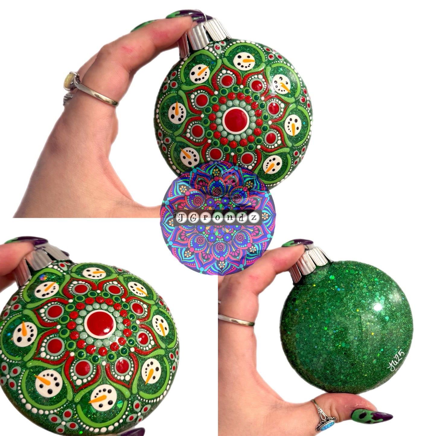 3” Snowman Mandala Glitter Ornament