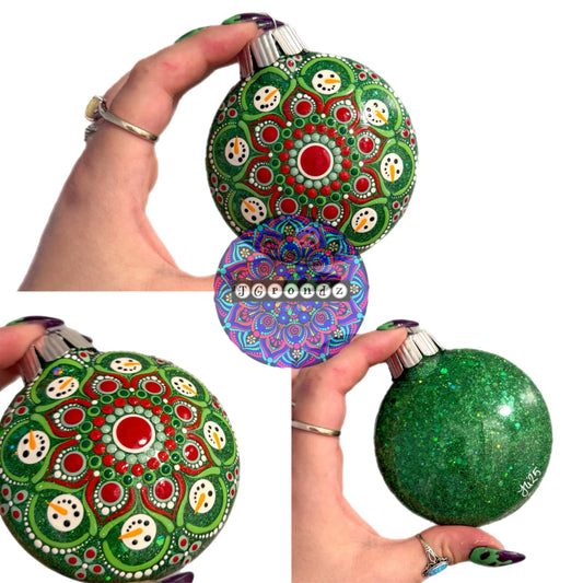 3” Snowman Mandala Glitter Ornament