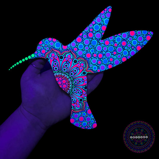 Black Light Hummingbird Resin & Dot Art