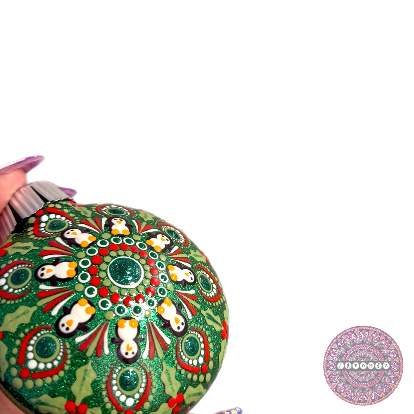3” Penguin Mandala Glitter Ornament