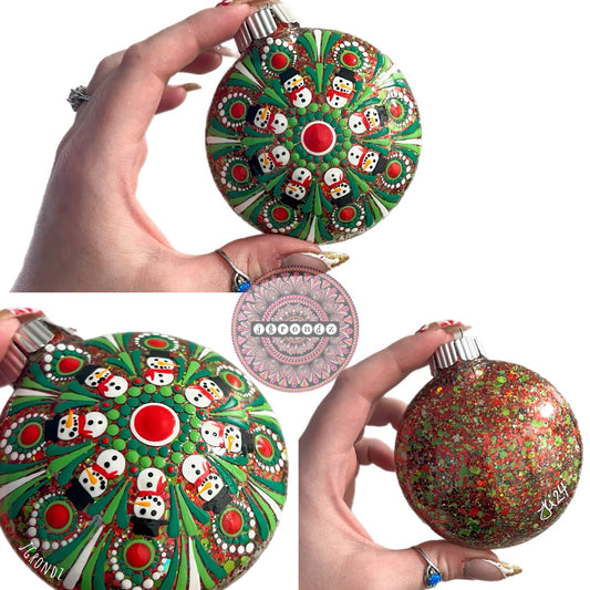 3” Snowman Mandala Glitter Ornament