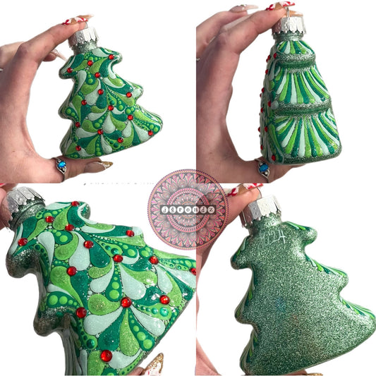 4” Christmas Tree Glitter Ornament