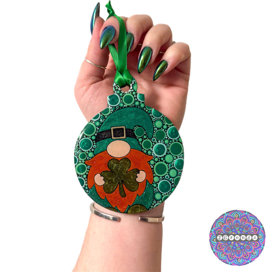 Shamrock Gnome 4” Wood Ornament