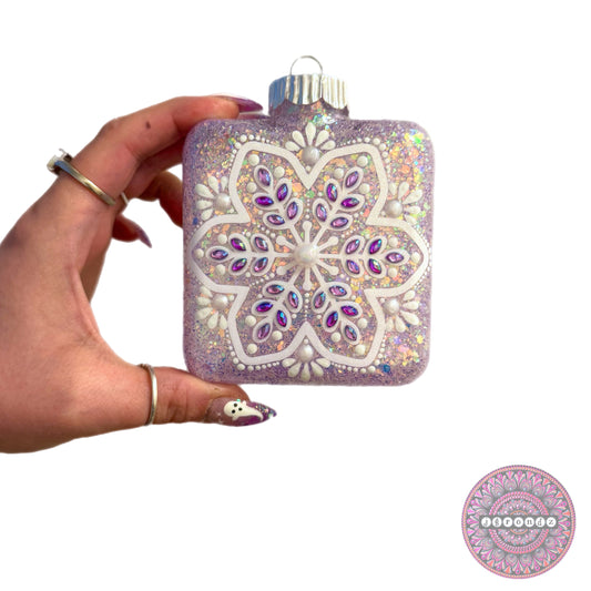 4” Square Snowflake Mandala Ornament