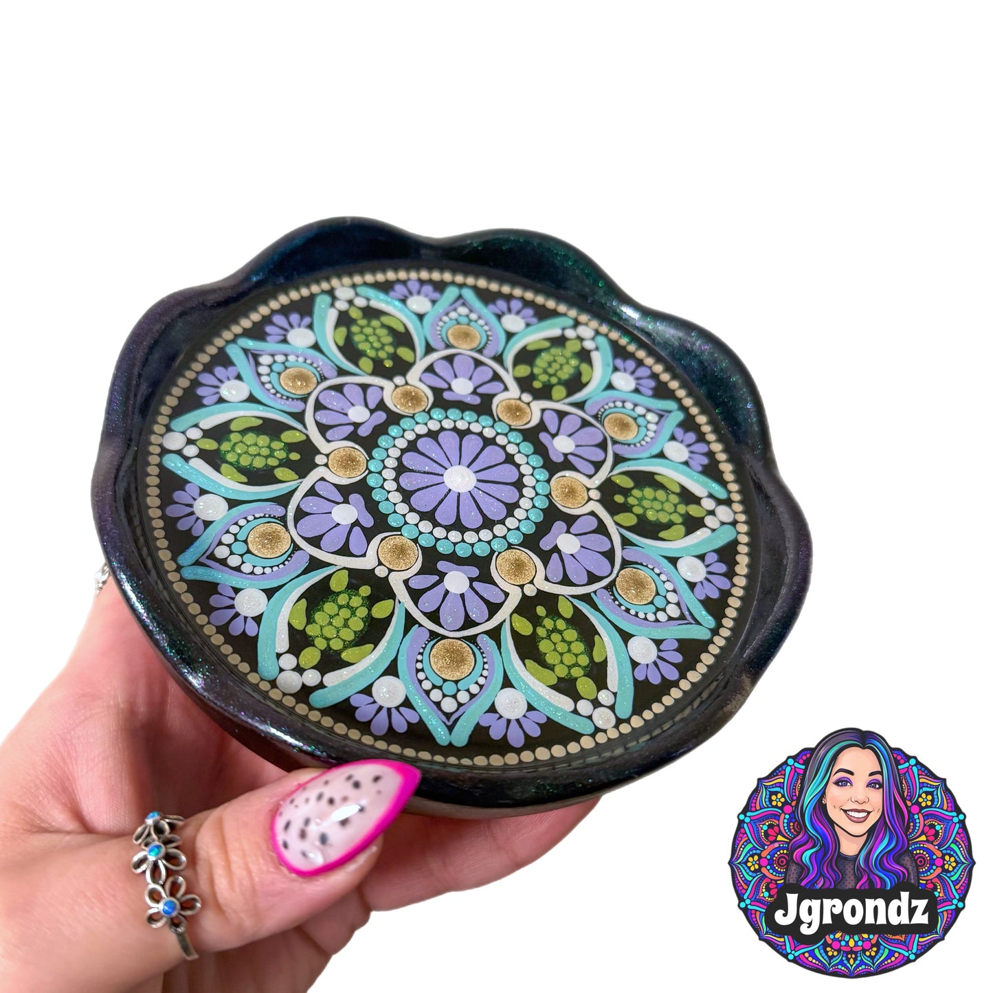 5” Mandala Scalloped Trinket/Jewelry Dish