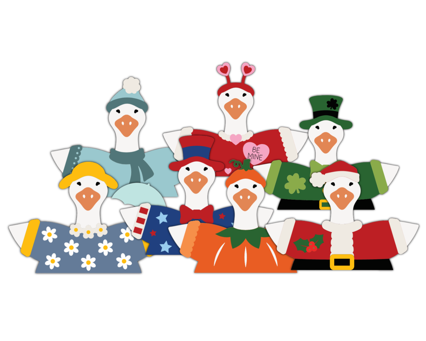 NEW Unfinished Wood Layered Holiday Geese Shelf Sitter | 8" Wide| 1/2" and 1/4" Wood | Wood Craft DIY