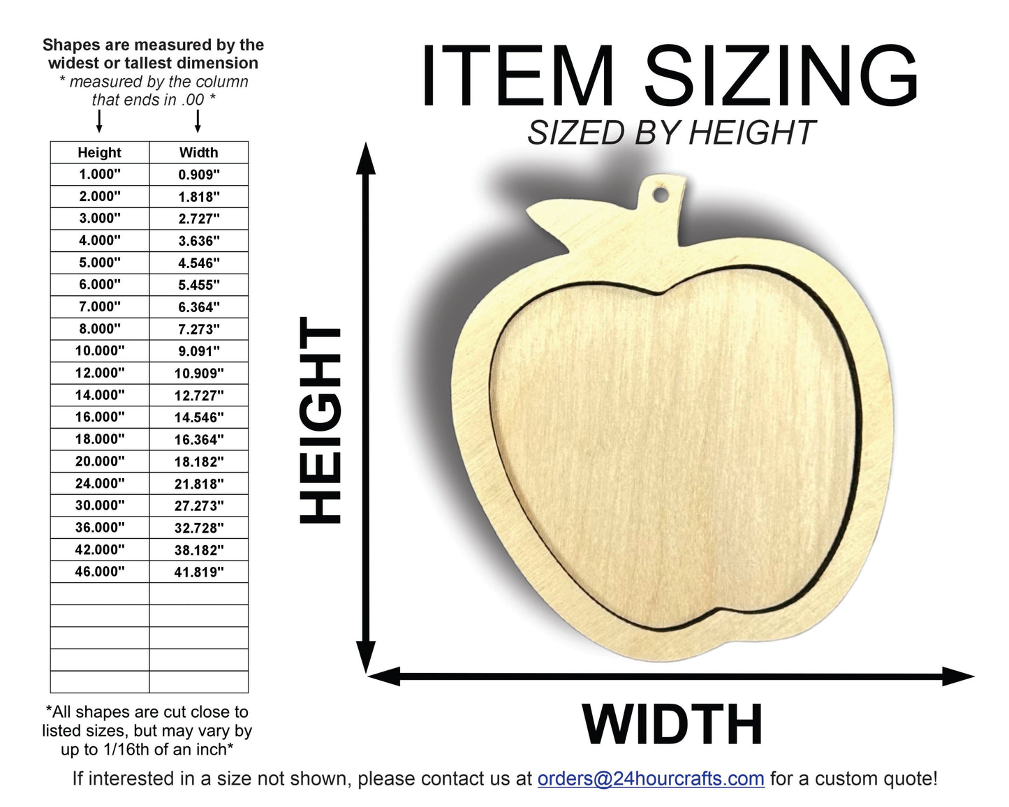 Unfinished Wood 2 Layer Apple Shadowbox Shape | DIY Craft Cutout | up to 46" DIY