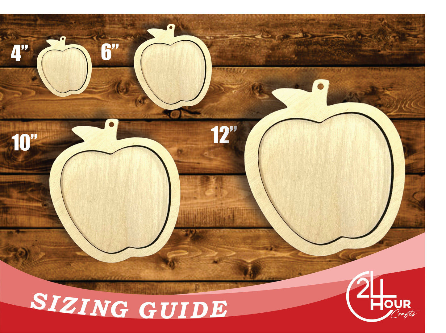 Unfinished Wood 2 Layer Apple Shadowbox Shape | DIY Craft Cutout | up to 46" DIY