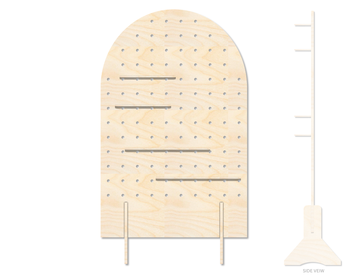 Unfinished Wood Arch Standing Peg Board  | Standing Wood Peg Board | 1/2" & 1/4" Thick Wood | up to 40"