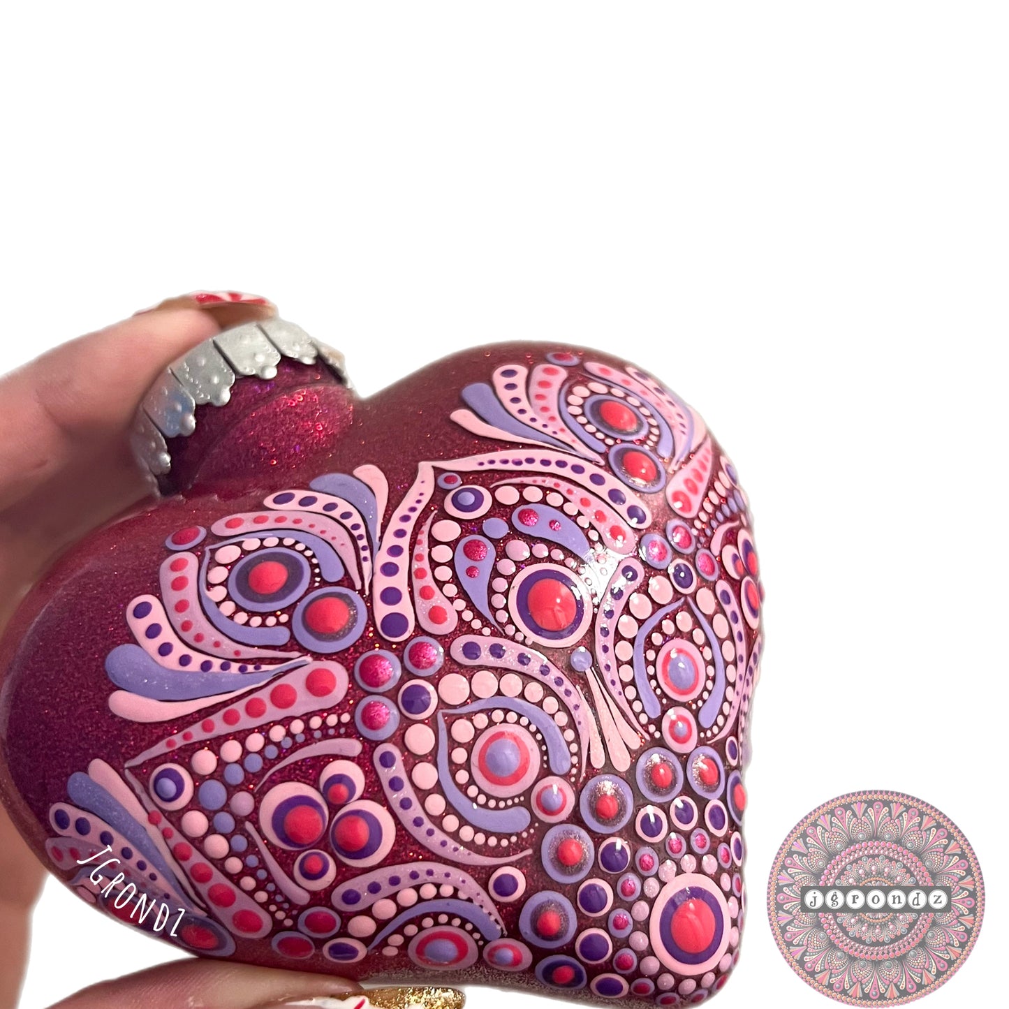 4” Heart Mandala Glitter Ornament