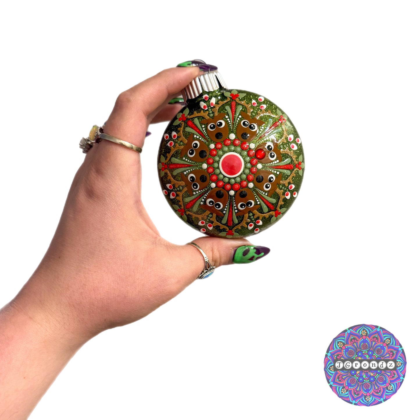 3” Rudolph Mandala Glitter Ornament