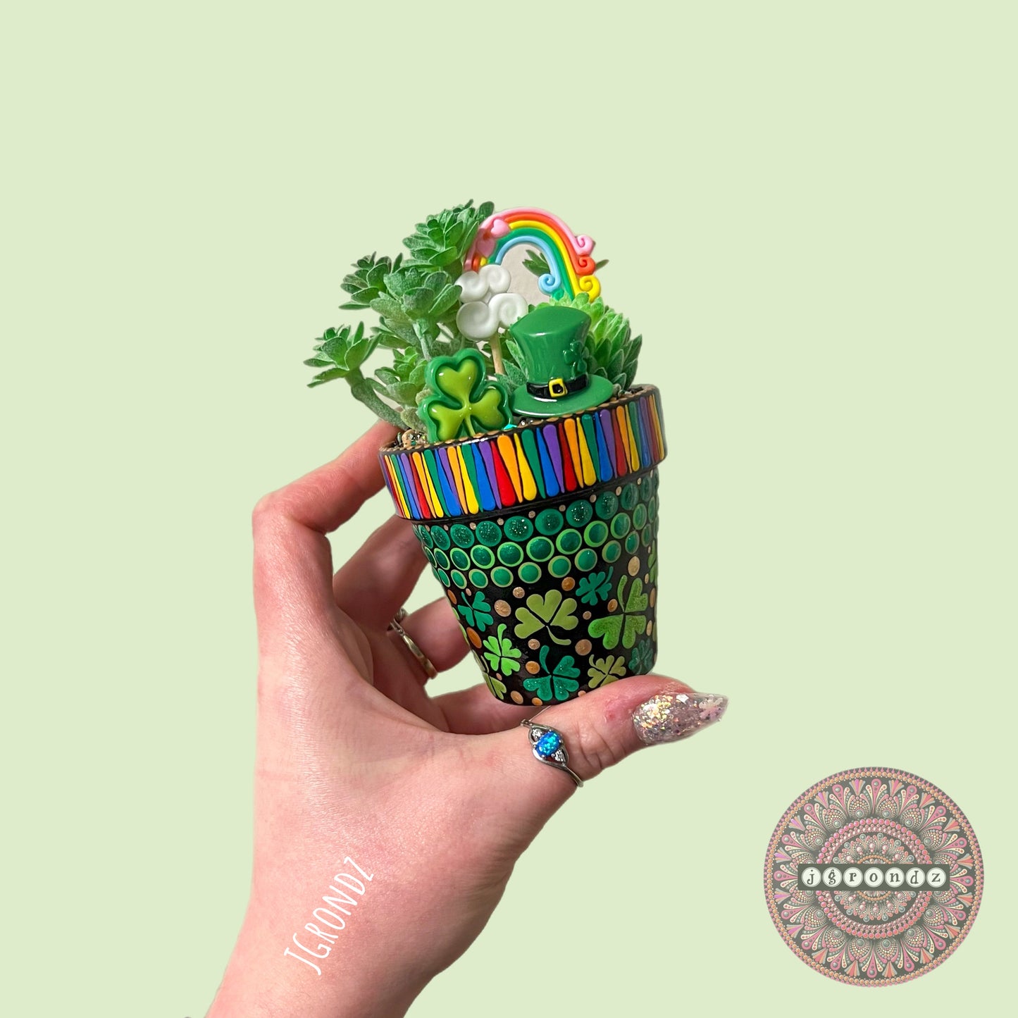 Luck-U-Lent Pot - St. 🍀 Day Painted Succulent Pot