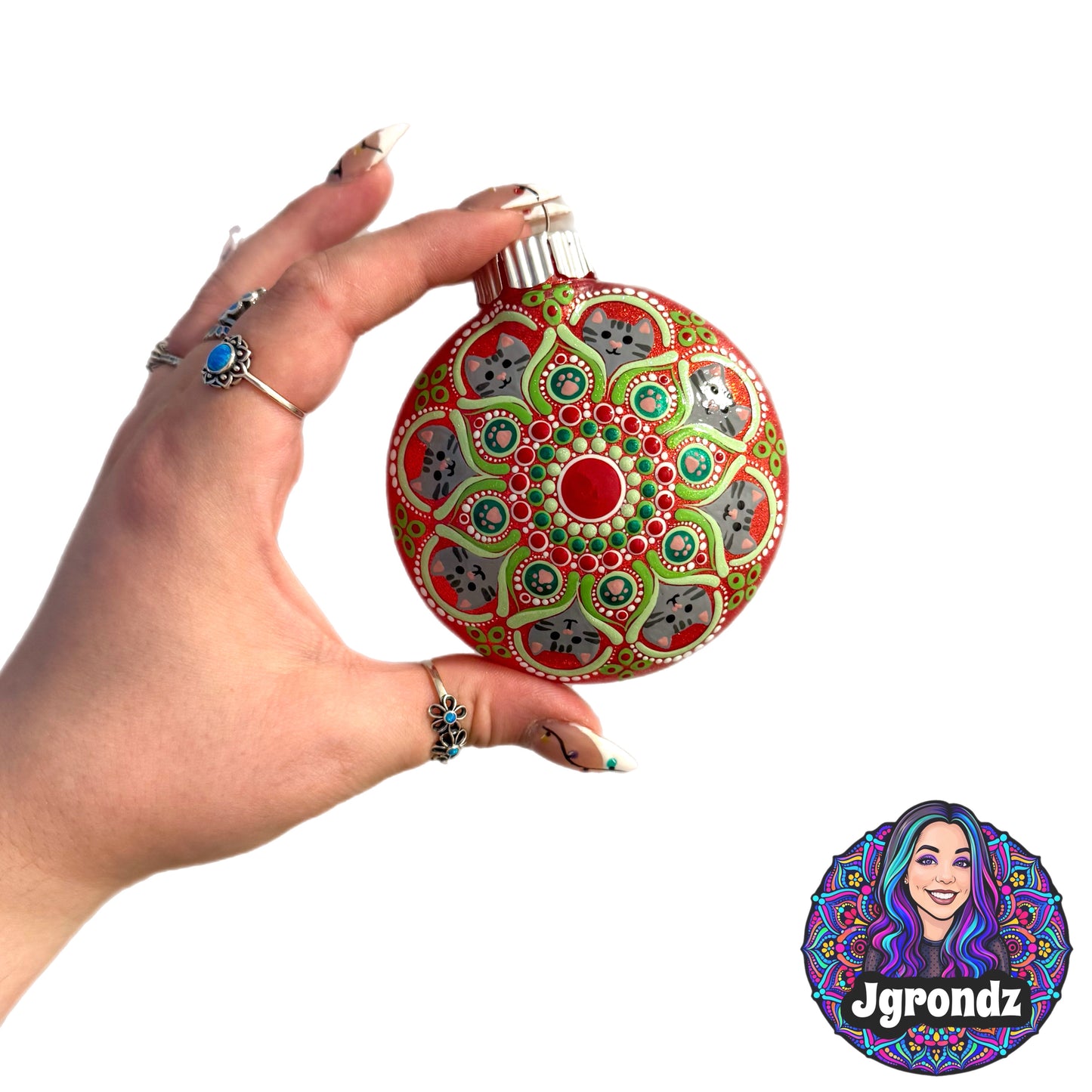 3” Grey Tabby Mandala Ornament