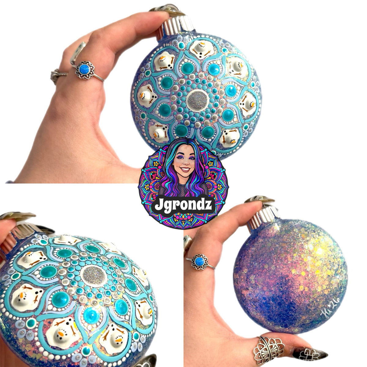 3” Melting Snowman Mandala Ornament