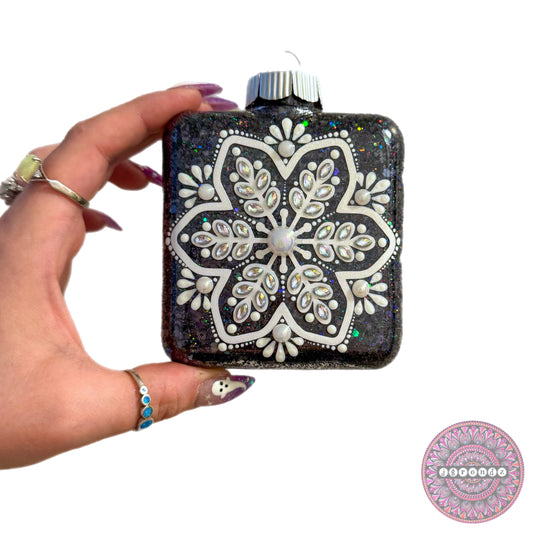 4” Square Snowflake Mandala Ornament