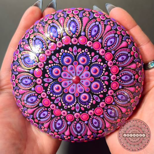 Large Painted Mandala Stone