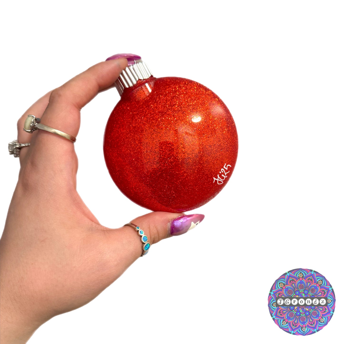 3” Peppermint Mandala Glitter Ornament