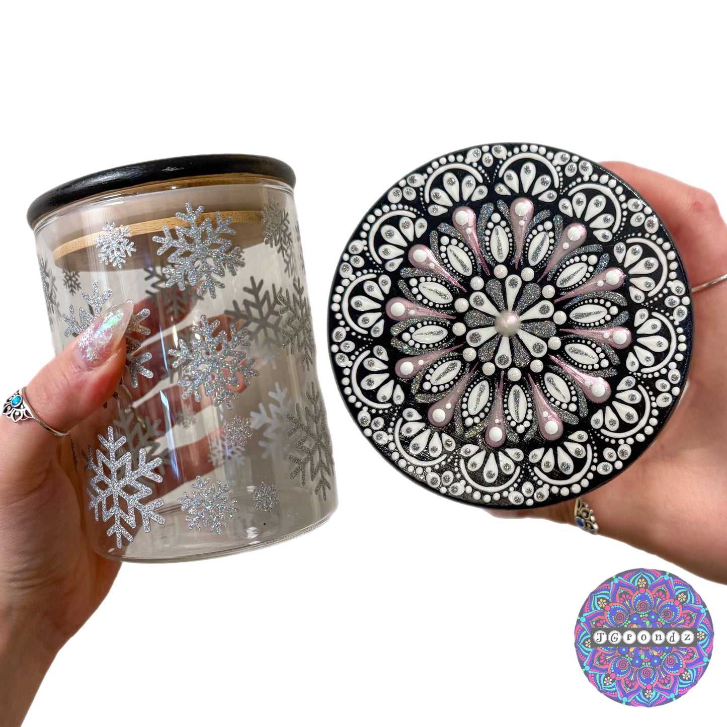 Snowflake Mandala Stash Jar