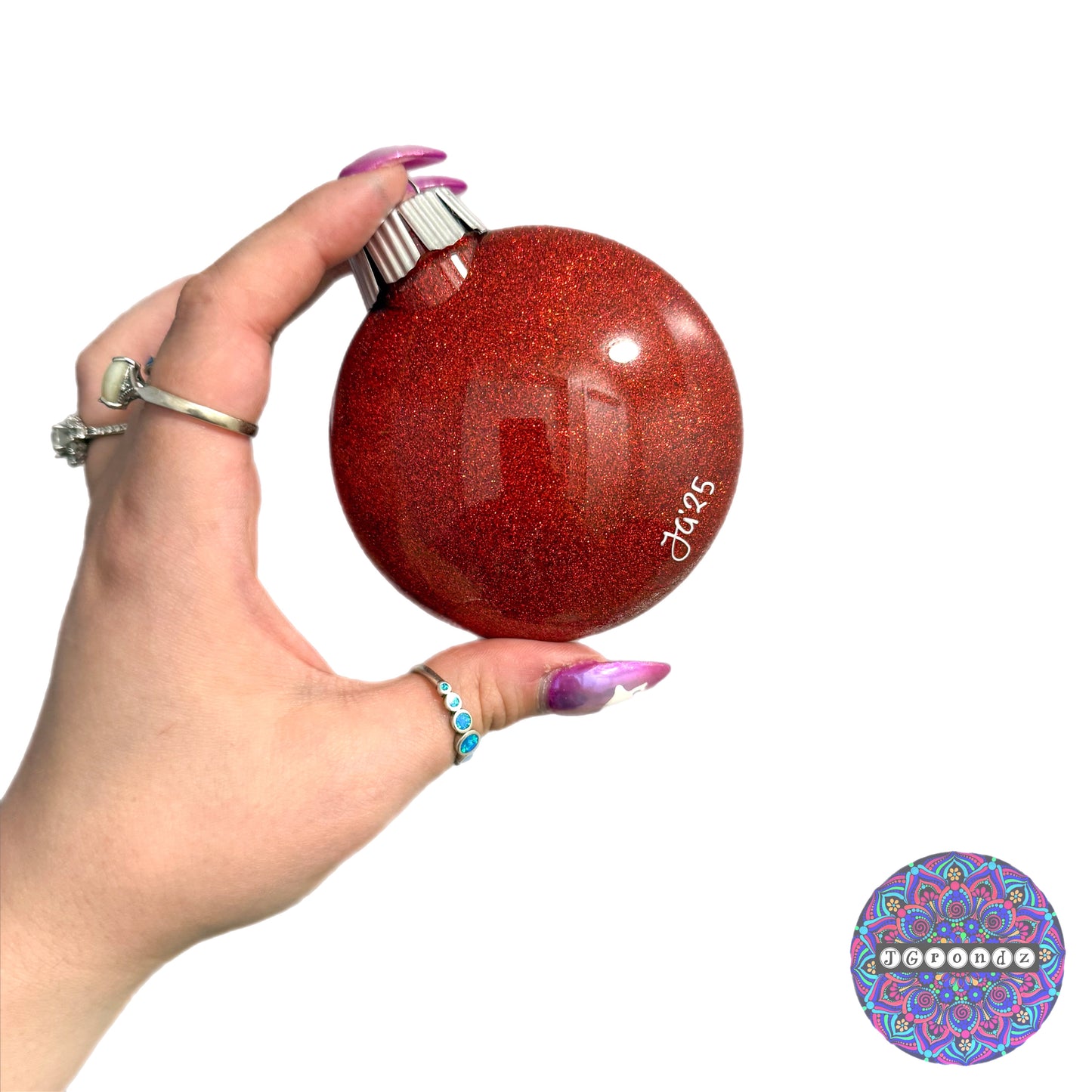 3” Peppermint Rudolph Mandala Glitter Ornament