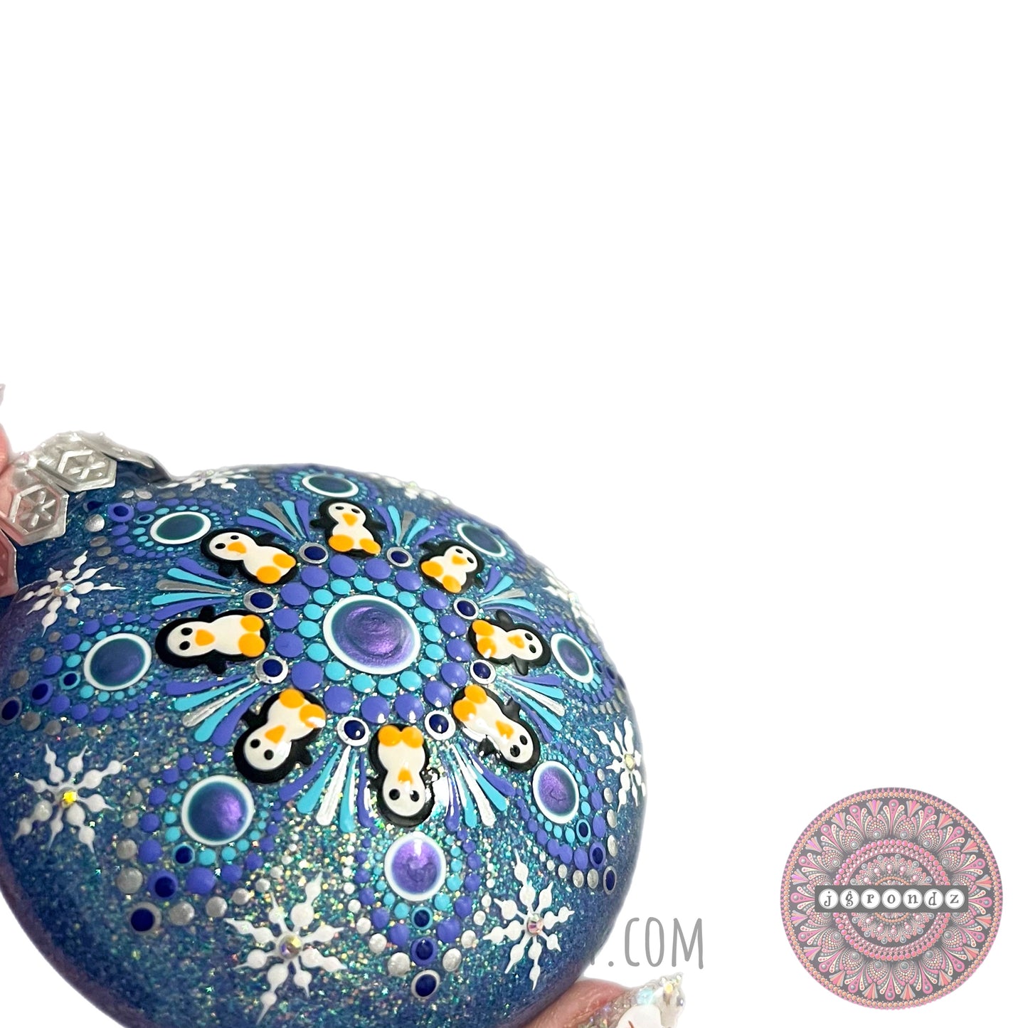 3” Penguin Mandala Glitter Ornament