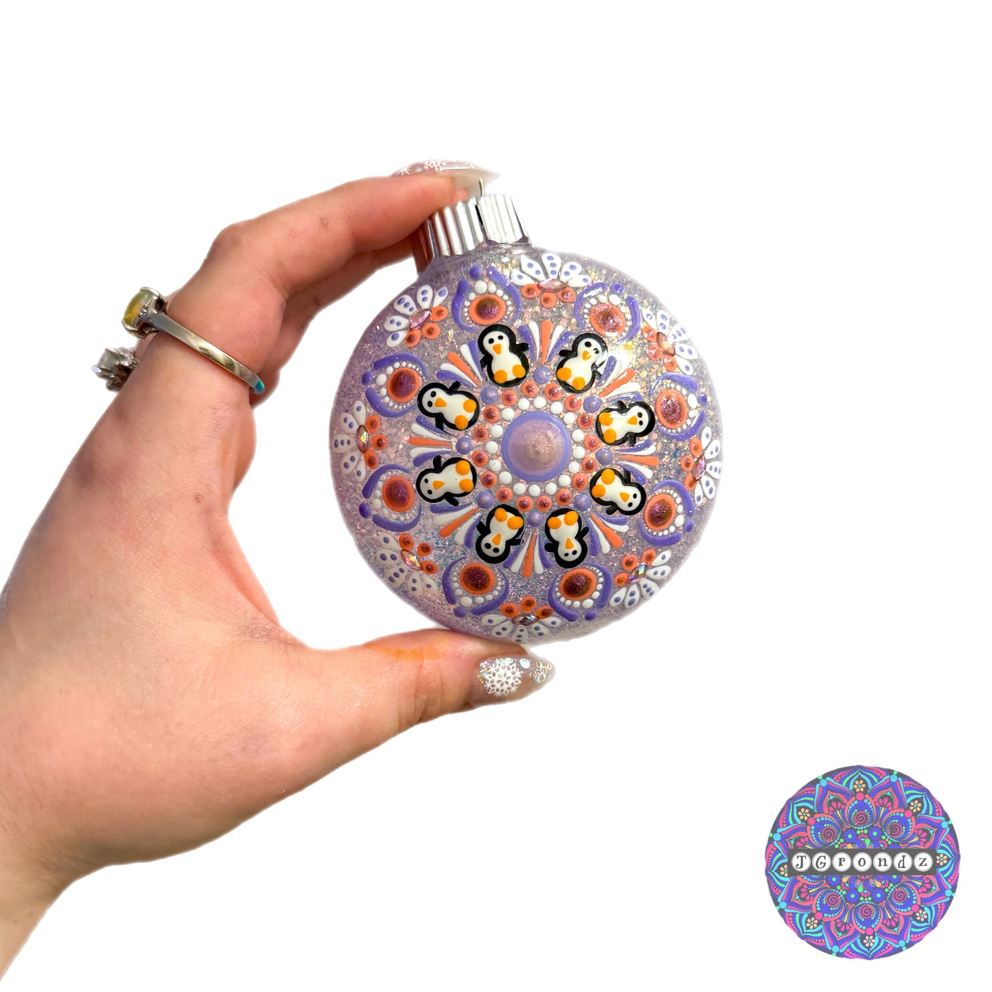3” Penguin Mandala Glitter Ornament