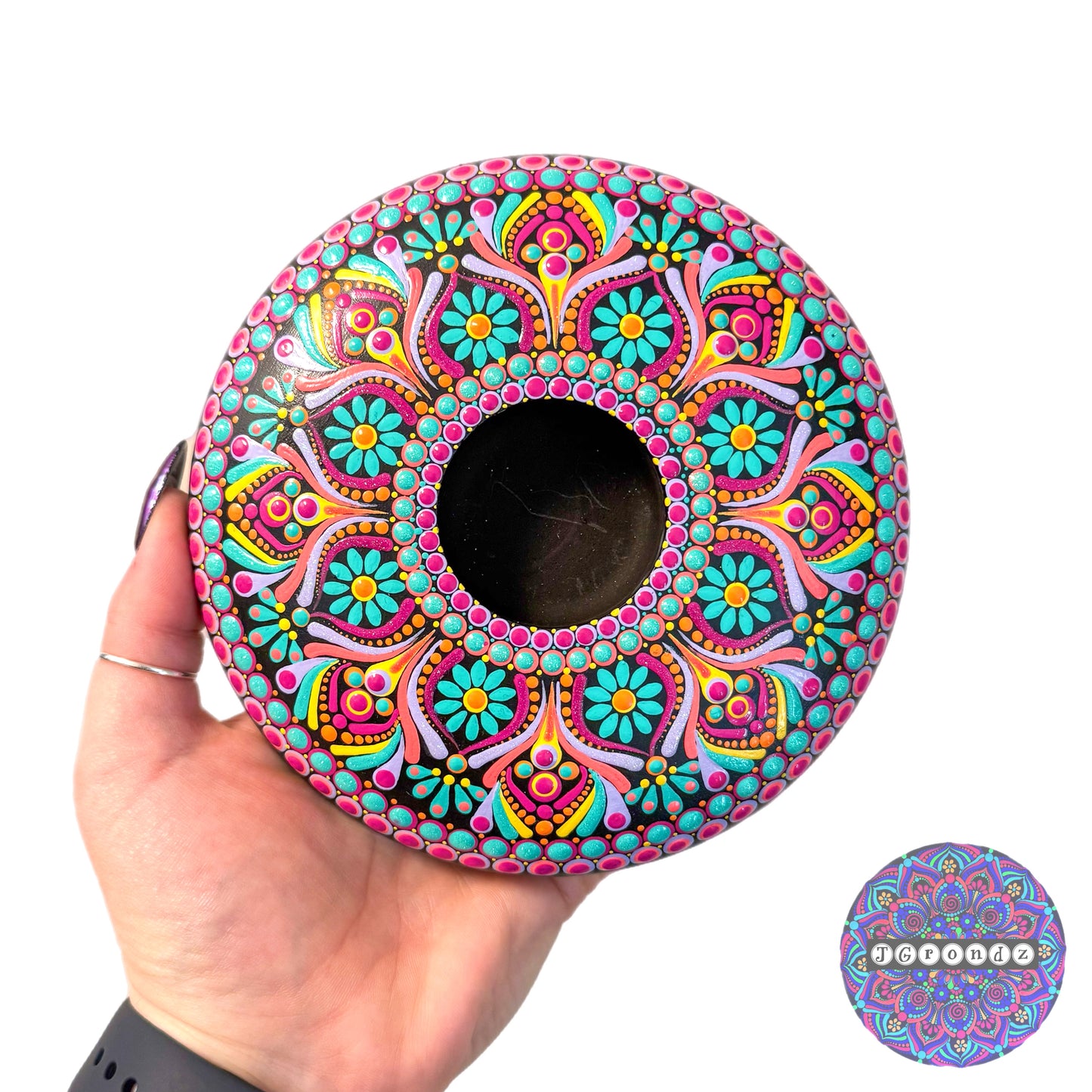 Painted Mandala Tea light Candle Holder