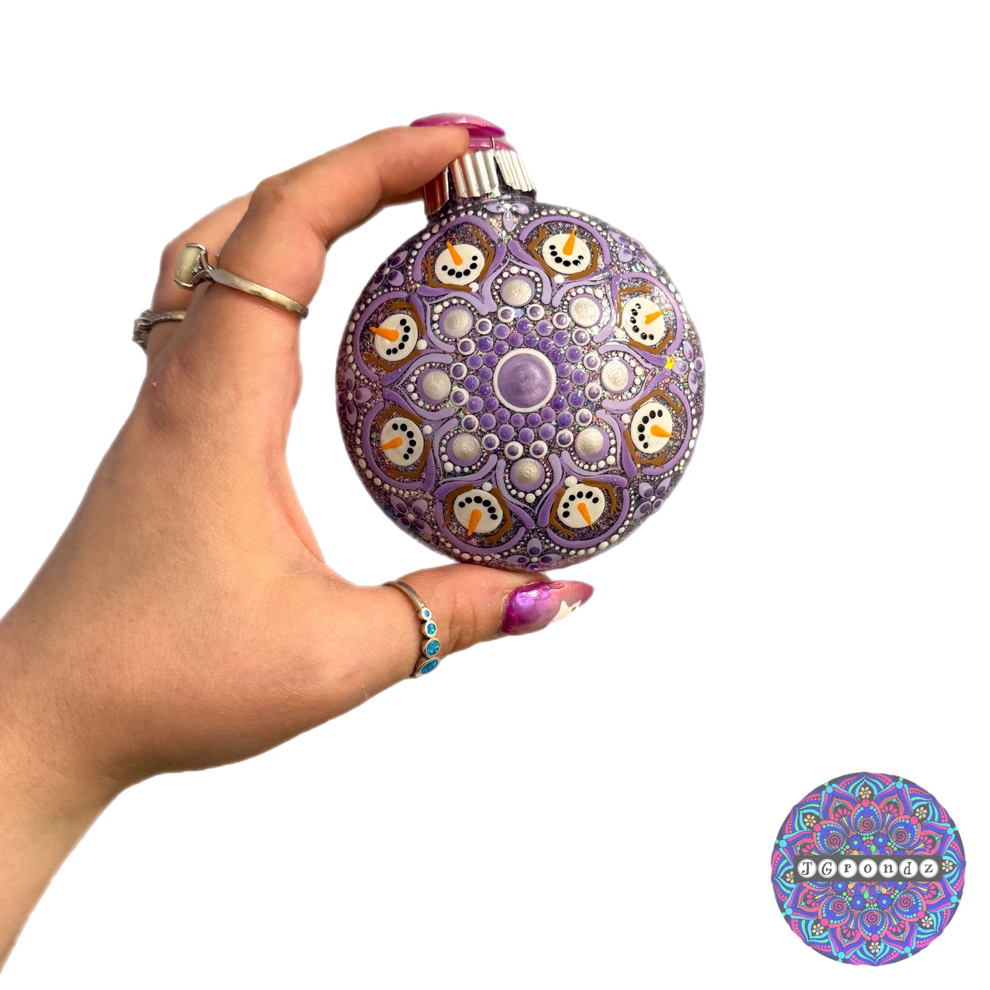 3” Snowman Mandala Glitter Ornament