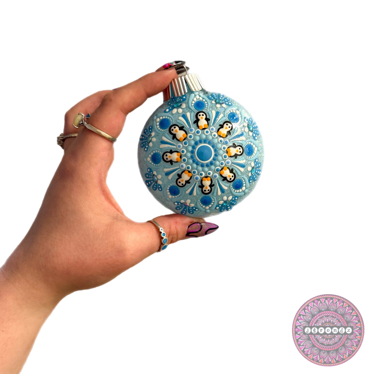 3” Penguin Mandala Glitter Ornament