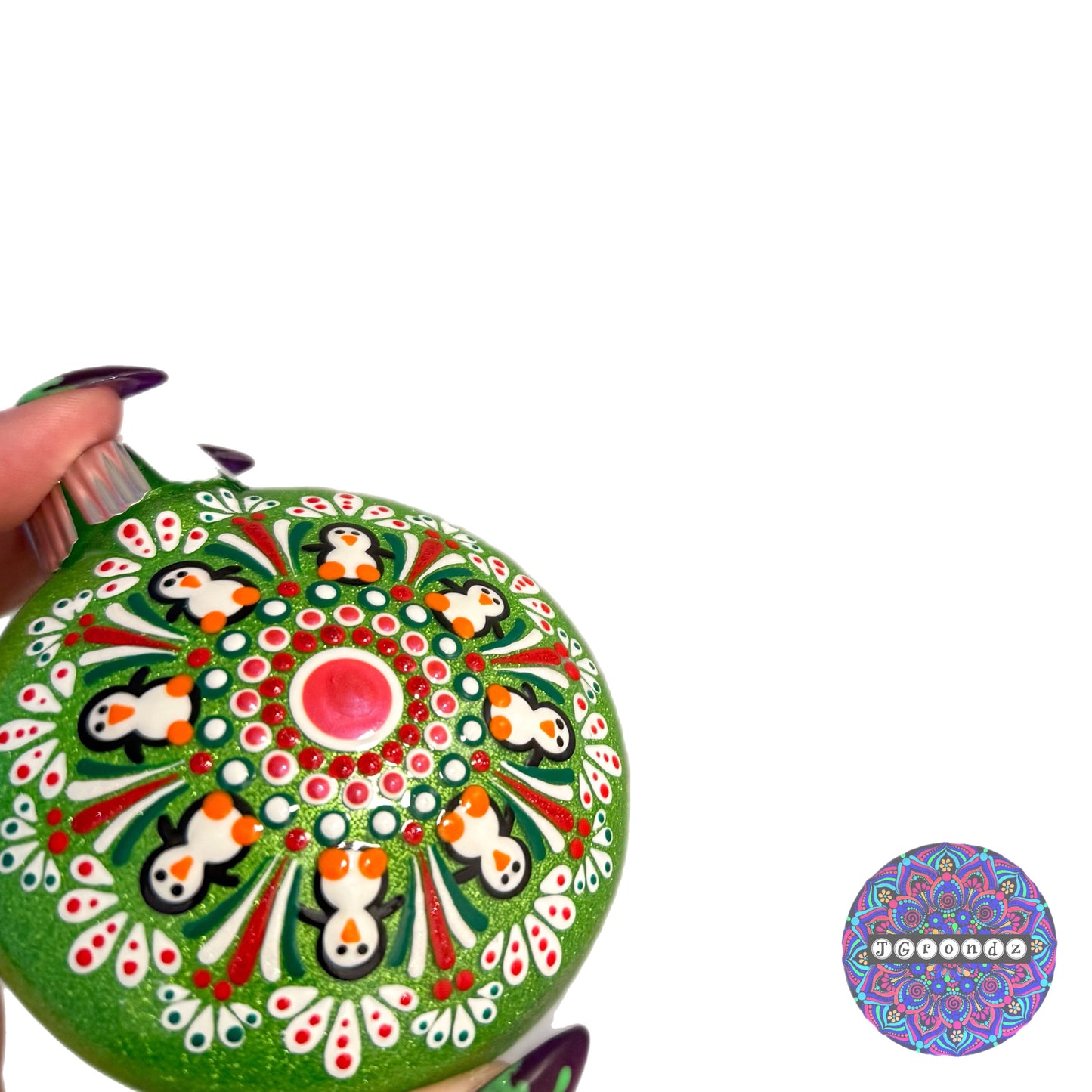 3” Penguin Mandala Glitter Ornament
