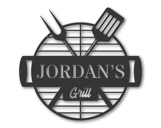 Custom Metal Backyard Grill Sign | Metal BBQ Sign with Name | 15 Color Options