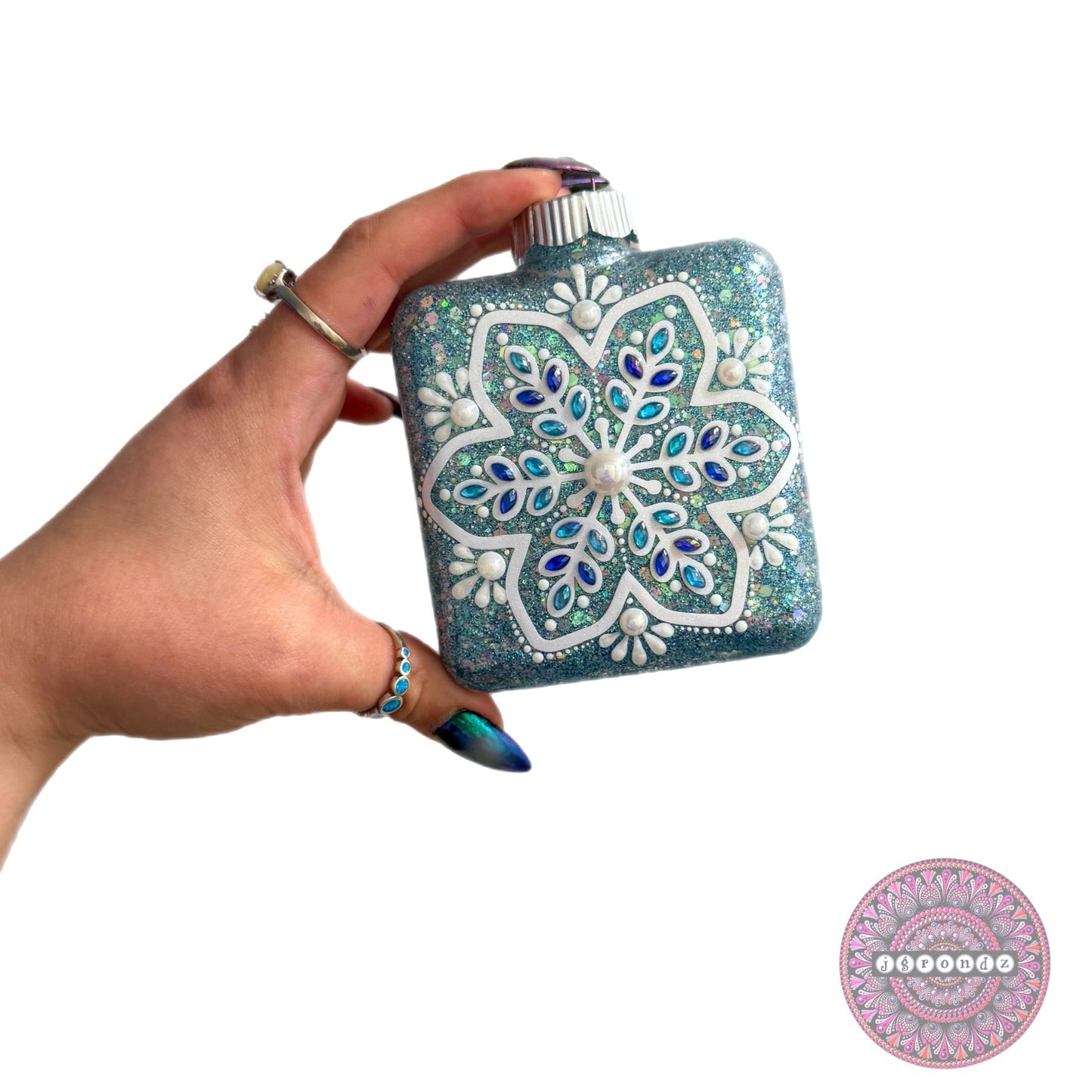4” Square Snowflake Mandala Ornament