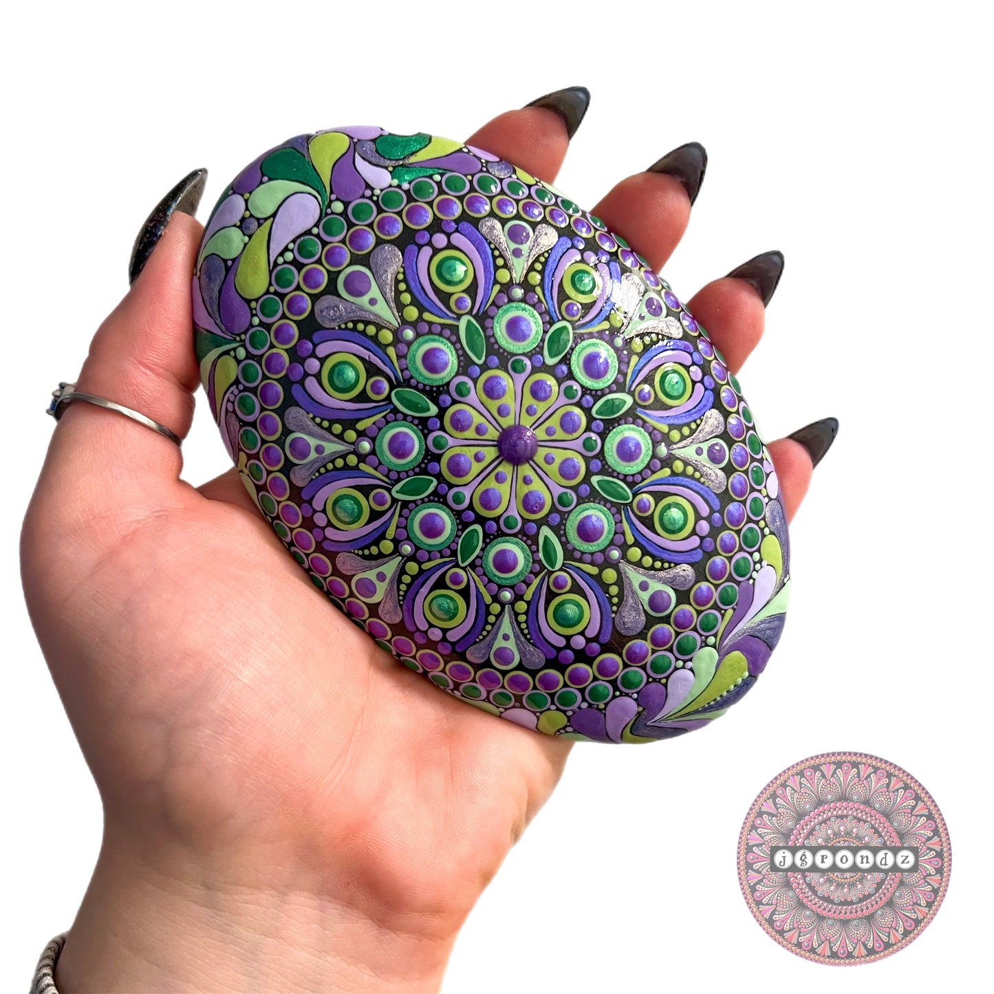 Oval Painted Mandala Stone