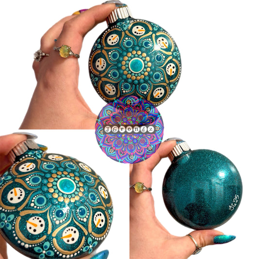 3” Snowman Mandala Glitter Ornament