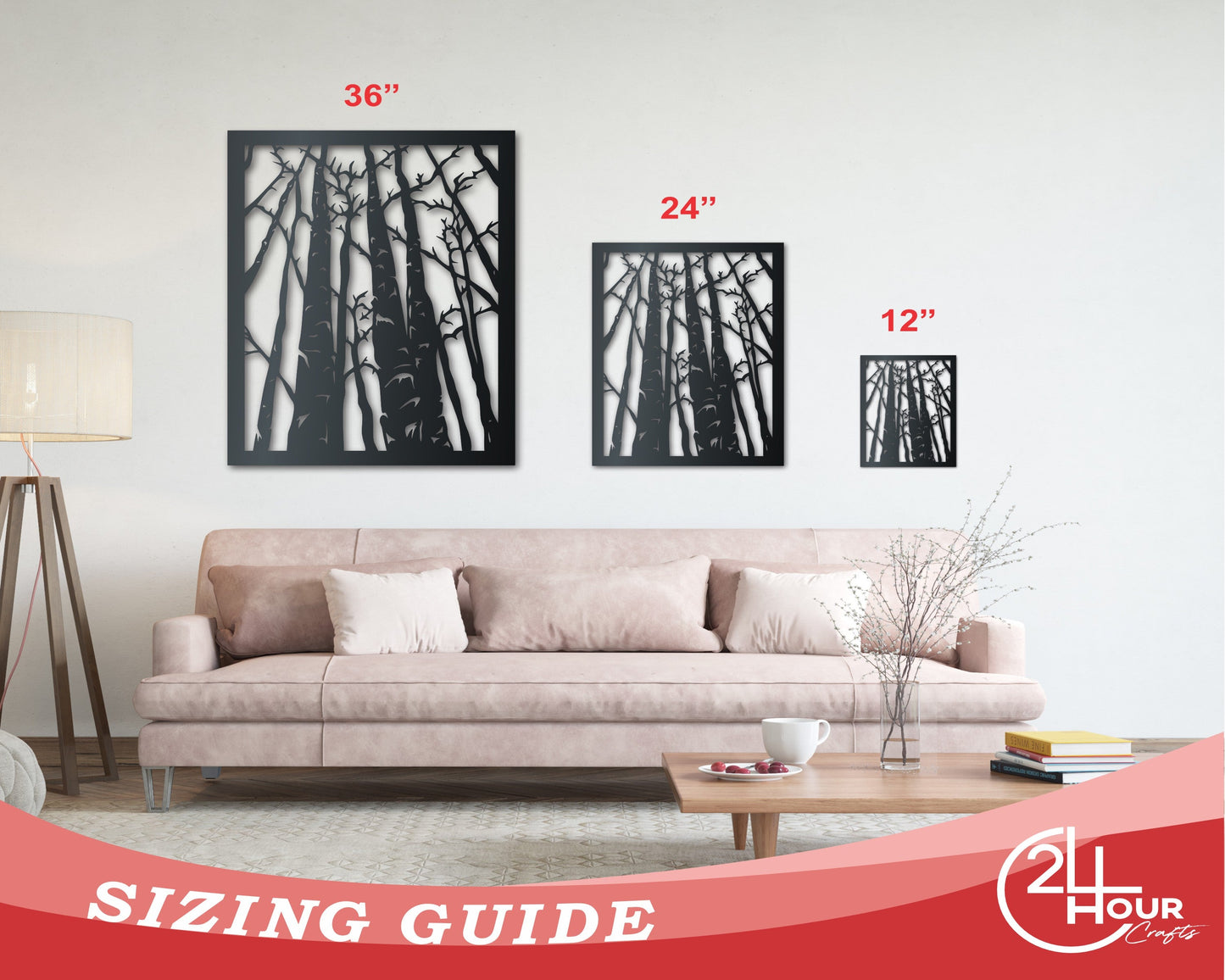 Birch Trees Metal Wall Art | Indoor Outdoor | Up to 46" | Over 20 Color Options