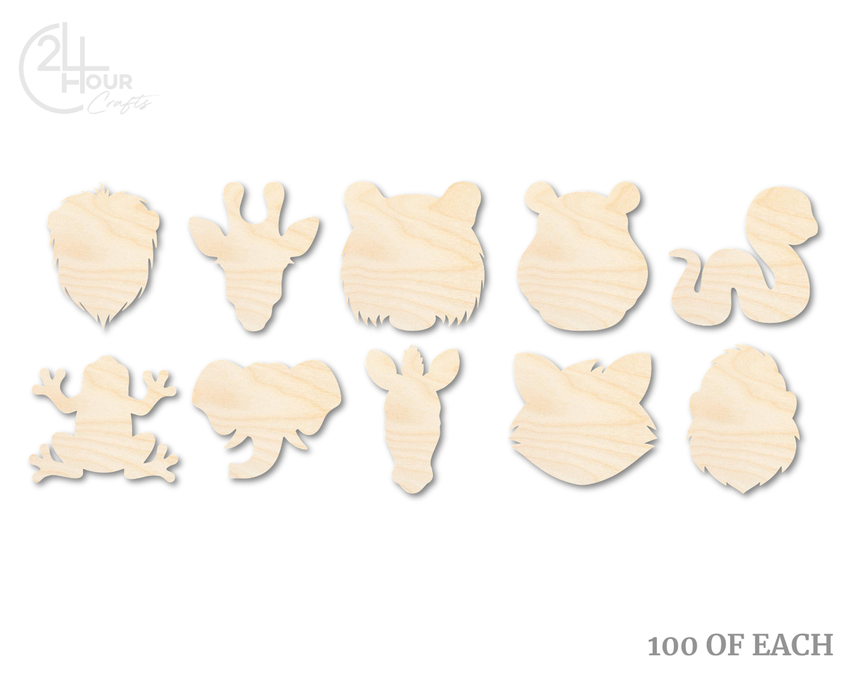 Unfinished Wood Zoo Animal Craft Blanks | Bulk 1000 Piece Pack | Zoo Animal Shapes | 1/8" Thick Wood Cutouts | 4" or 5" DIY Craft Blanks | Wholesale Craft Supply